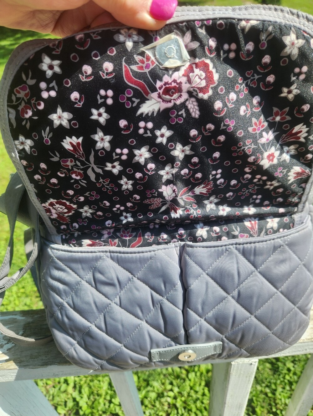 Vera Bradley Carson Shoulder Bag in Tranquil Gray Performance Twill. - Picture 4 of 12